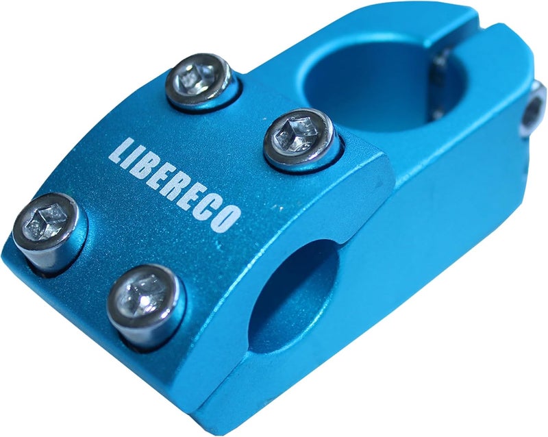 Libereco Aluminum Alloy BMX Stem: Fits 22.2mm Handlebar & 28.6mm Fork: Lightweight High-Strength Freestyle Stem (Blue (Matte Surface), 22.2x28.6x45) - Image 1